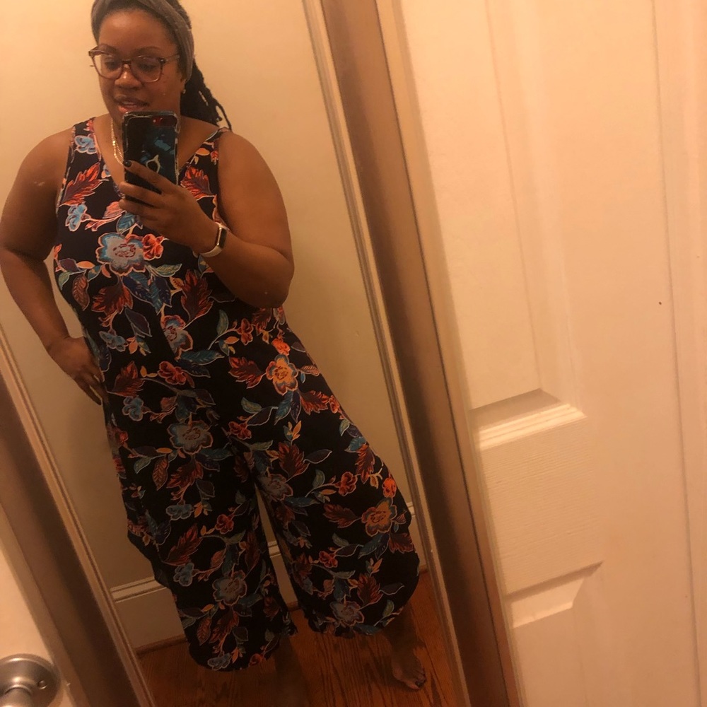 Black floral jumpsuit